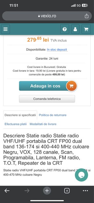 Statie portabila emisie - receptie