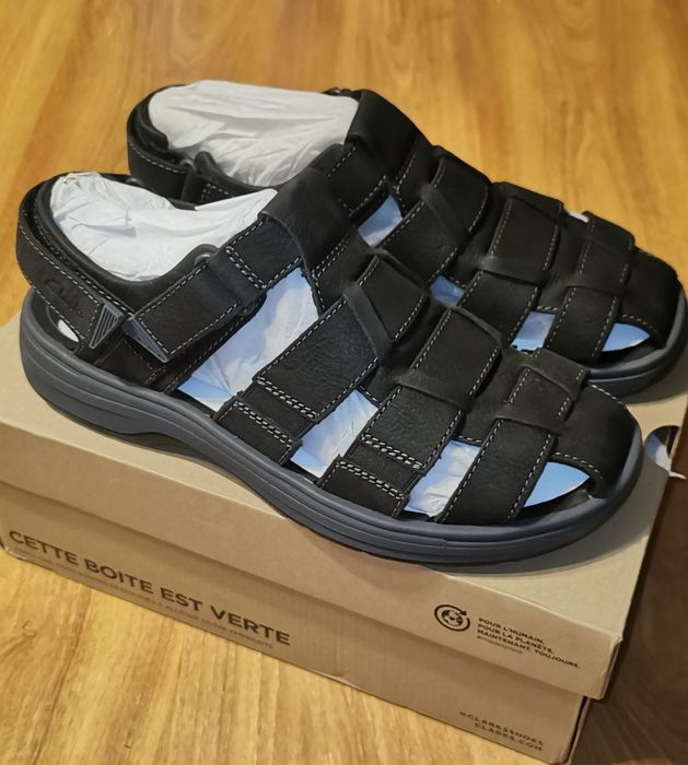 Sandale barbatesti Clarks, noi, piele naturala, mar. 44 si 1/2
