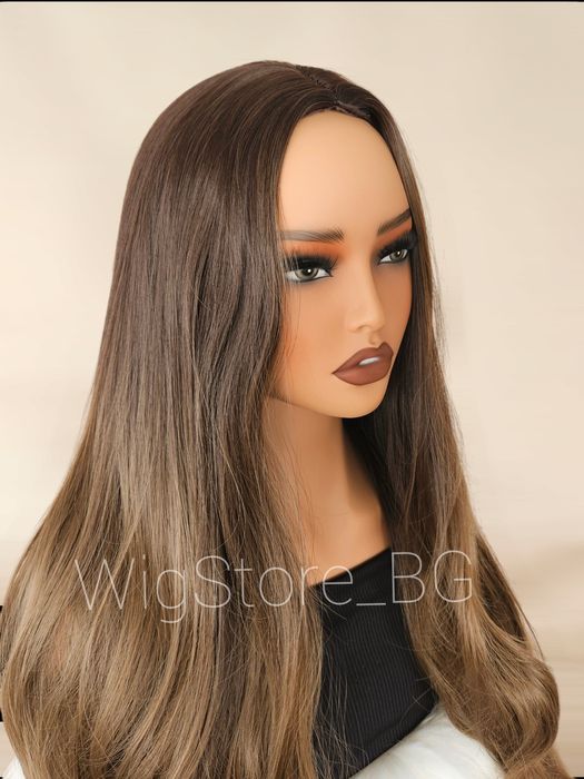 Кафява перука без бретон