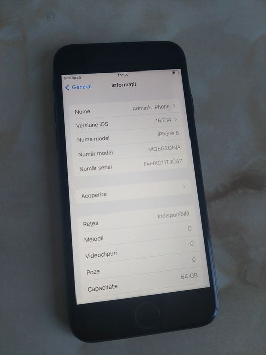 Vând Apple iPhone 8 64GB Black [impecabil][fără probleme] //poze reale