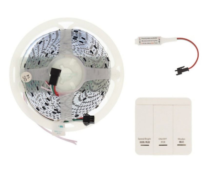 Комплект 5m Бягаща Динамична с 15 Ефекта Ярка LED Дигитална БялаЛента