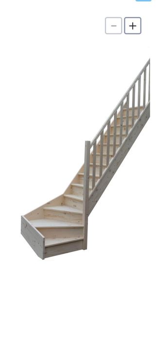 Scară interioară din lemn Brad Laura cu turnantă – 375x80 cm – Leroy Merlin