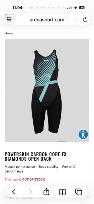 Costum Arena POWERSKIN CARBON CORE FX Diamonds open back