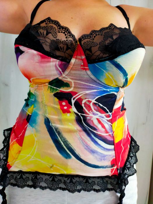 Corset lycra cu dantelă, livrare gratuită