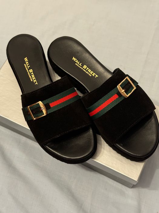 Papuci stil Gucci piele