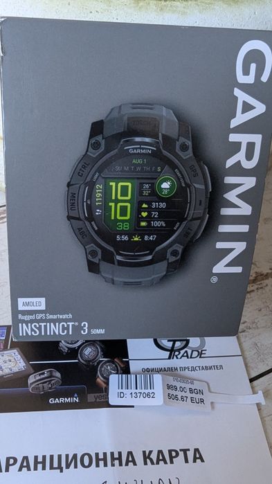 Garmin instinct 3 AMOLED 50мм. 2 години гаранция