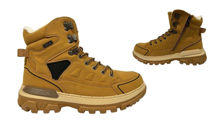 Мъжки боти зимни отоплени в сиво и камел-ПРОМОЦИЯ