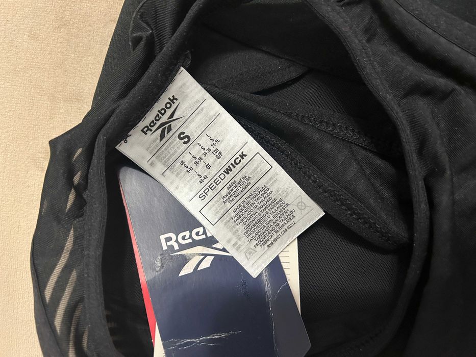 Bustiera sport/fitness Reebok Modern Safari marime XS/S negru/albastru