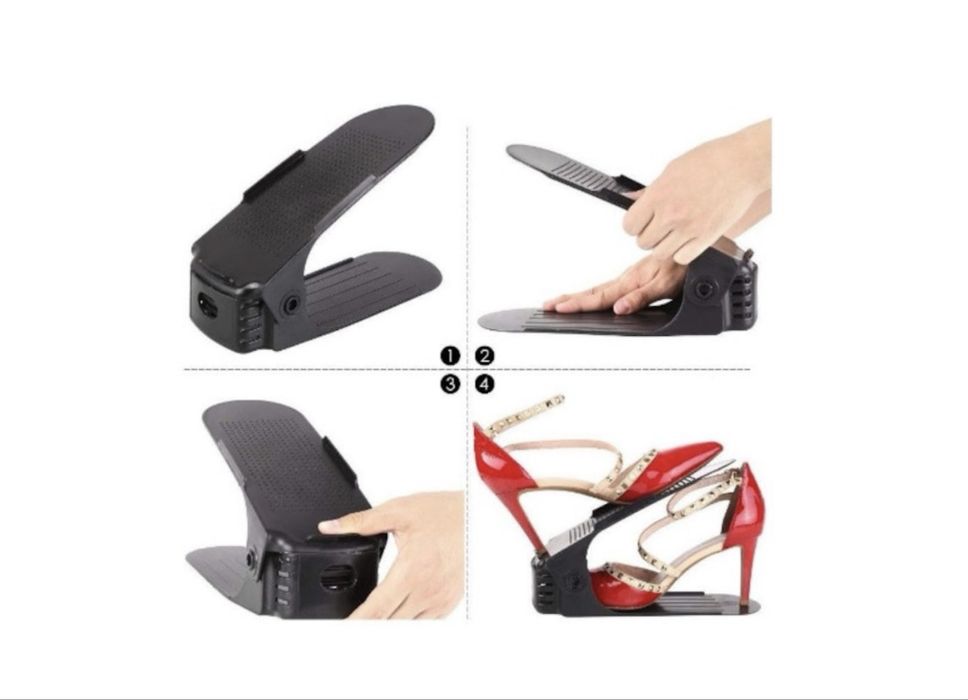 Set 10X Organizator Pantofi Zenai Reglabil, Negru – Dublare Spațiu Depozitare