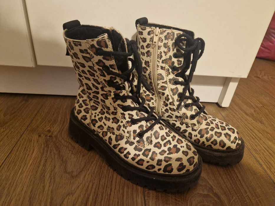 Ghete fete mărimea 30 - Imprimeu Leopard / Animal Print - Cu fermoar