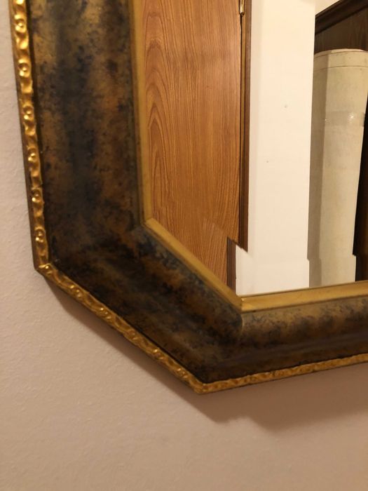 Doua console lemn sculptat + marmura + oglinzi bizotate, stil clasic