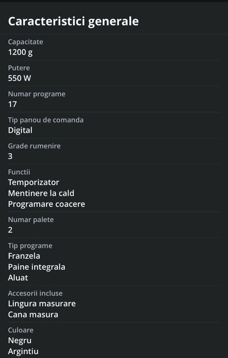 Masina de paine Panasonic SD-ZB2512KXE, 1200 g, 17 programe, Negru/Ino