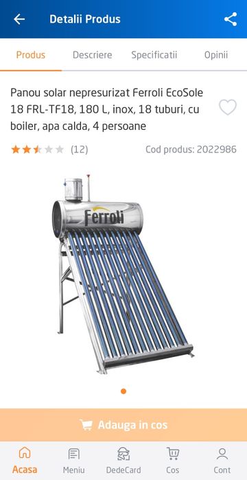Panou solar nepresurizat pt apa calda