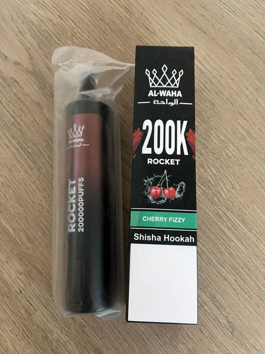 Vape Shisha Hookah Narghilea Al-Waha Rocket Sigilat | 200K, 200.000 Pufuri | Mai multe Arome Disponibile | USB-C