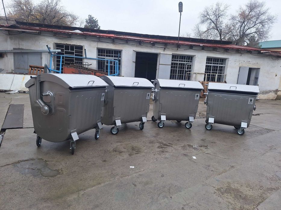 Металлический мусорный бак 1100 л в наличии в Ташкенте.