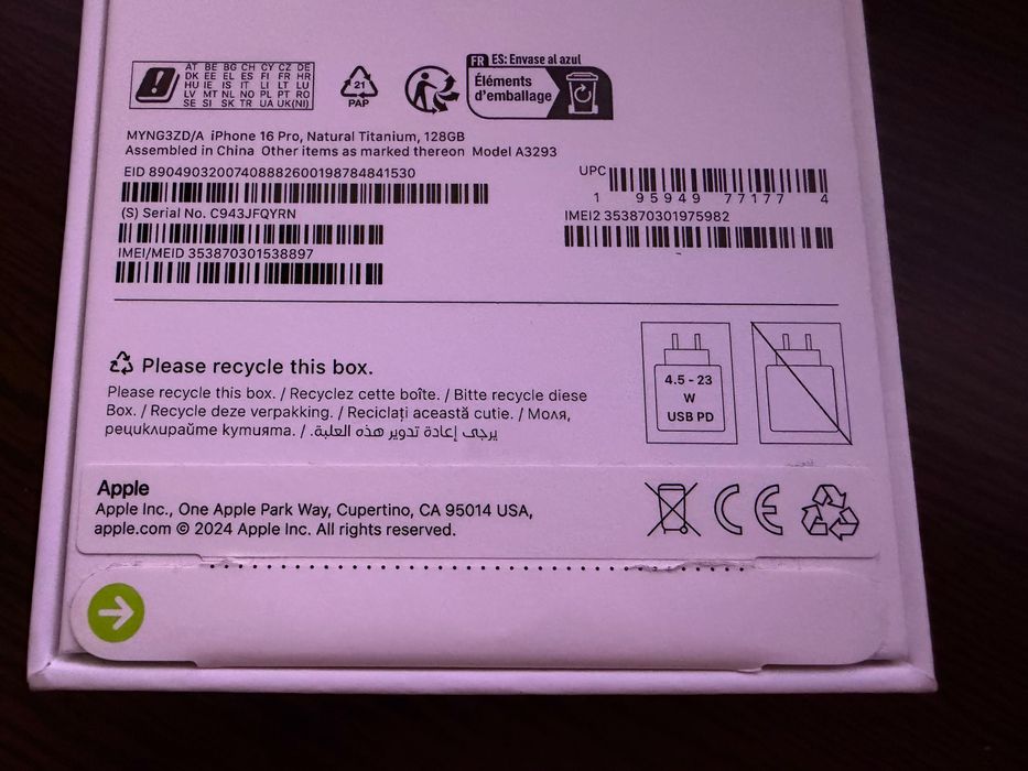 iPhone 16 Pro Natural Grey, 128 GB, Cumparat Altex!