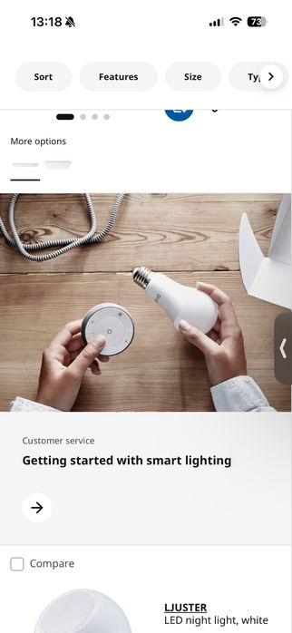 Corp iluminat lusta Ikea cu telecoamnda