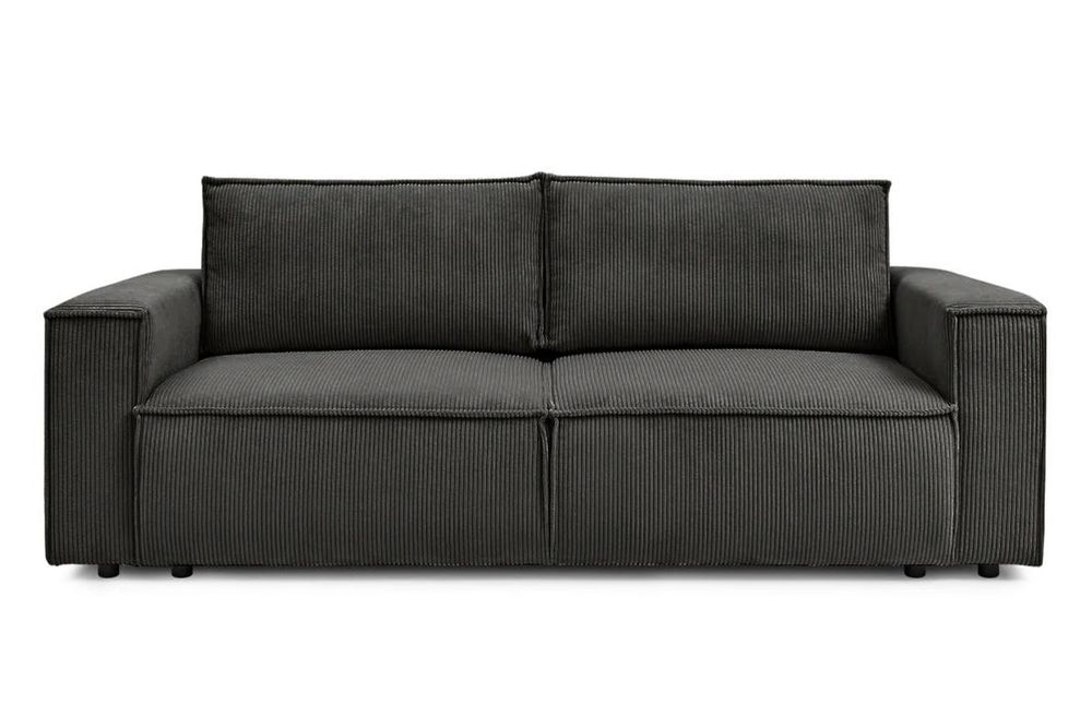 Canapea extensibila moderna 3 locuri, gri inchis, lada depozitare, 240 cm