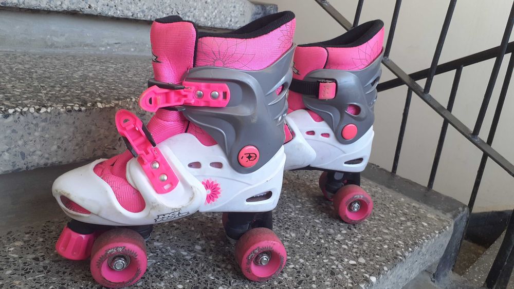 Кънки за момиче от 33 до 37 номер-разтягат се!И к-кт протектори!