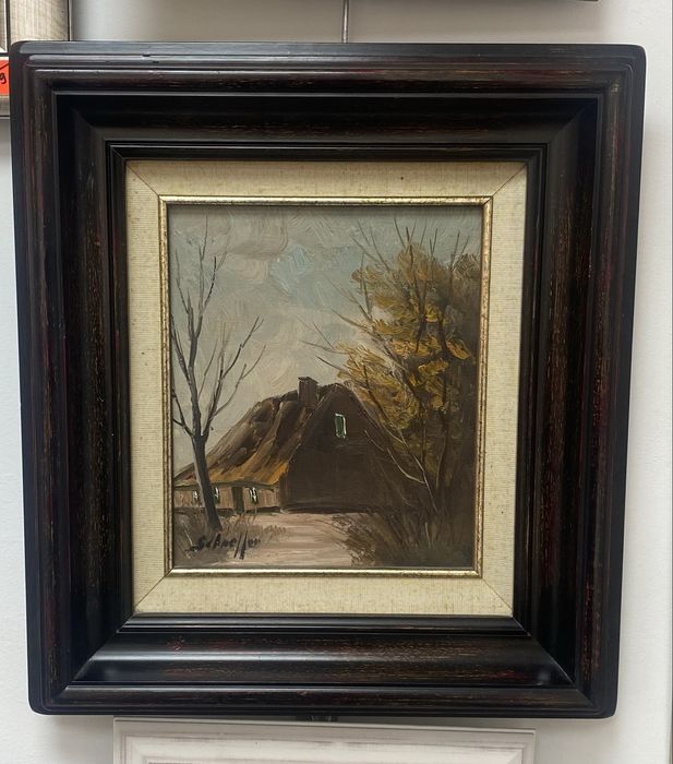 Стара немска картина масло върху платно