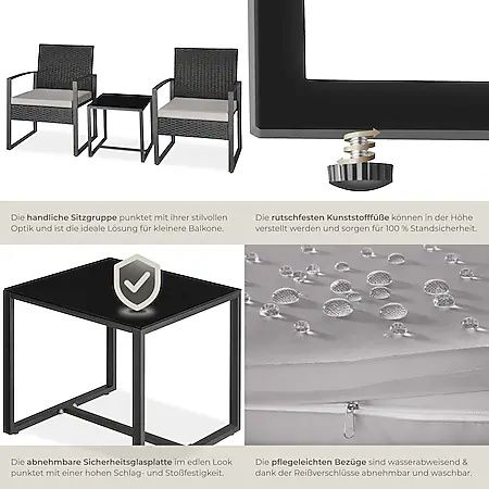 Ратанов комплект маса с 2 стола устойчив на УВ лъчи