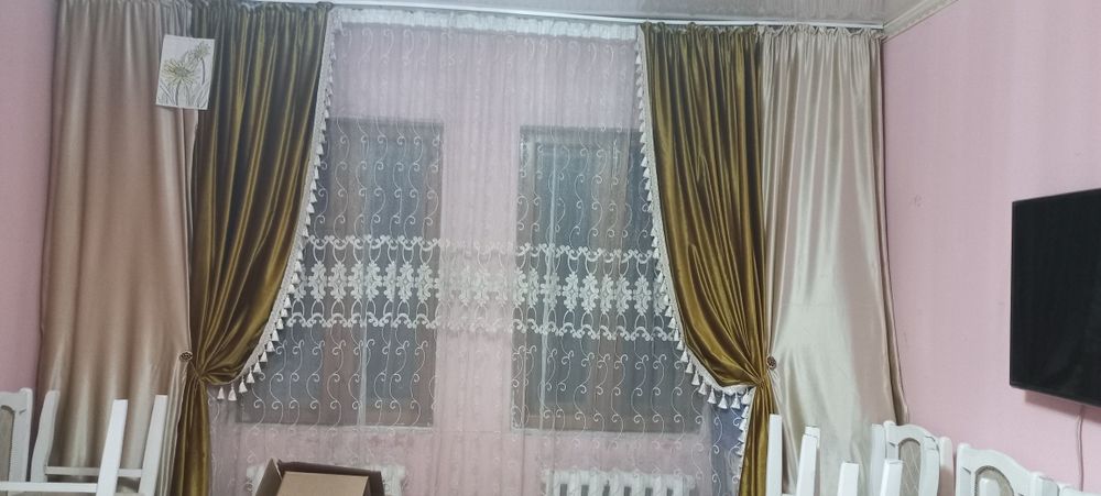 Срочно продам шторы-5м тюль