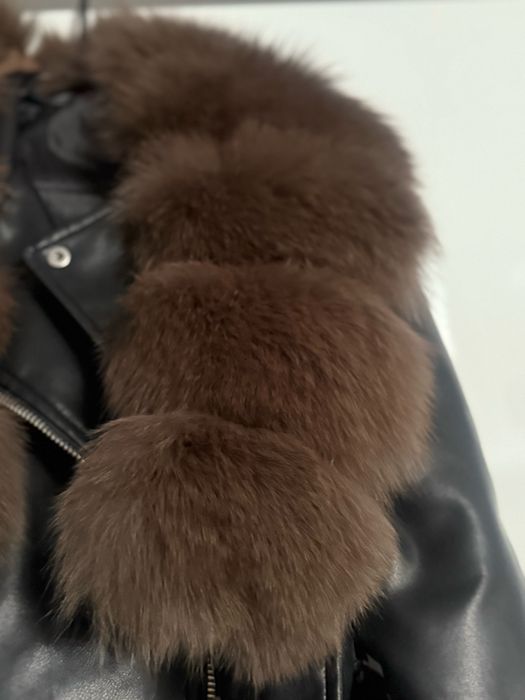 Geaca de fas cu blana naturala , geaca de piele cu blana naturala
