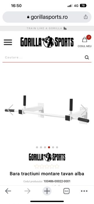 Bara tractiuni montare tavan alba made in Germany rezista 200 kg noua