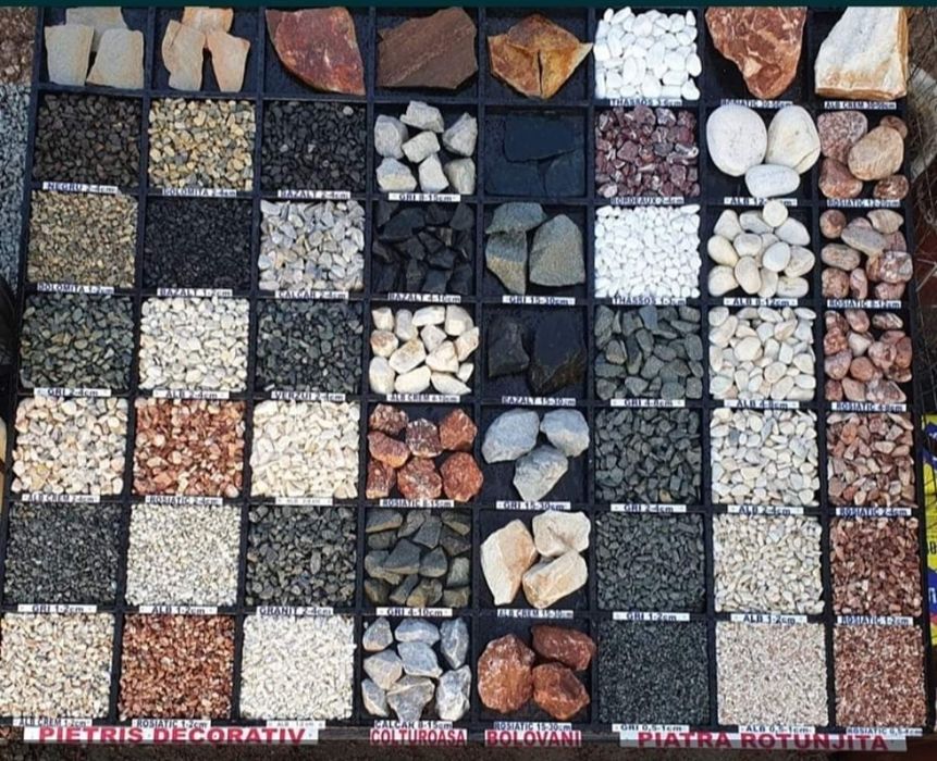 Piatra decorativa ornementala neagra, rotunjita gradina alb gri rosie