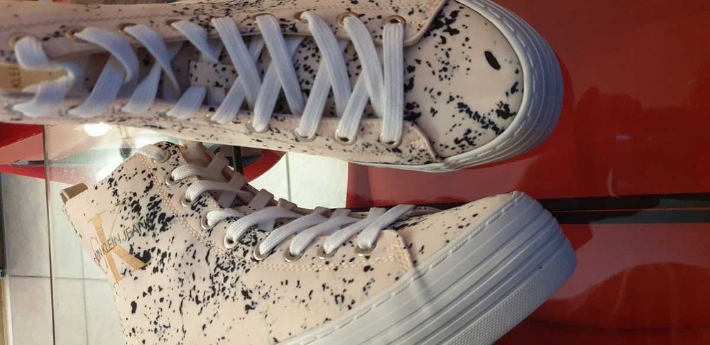 %ПРОМО% CALVIN KLEIN № 38 – Дамски сникърси "PALE PINK & BLACK" нови