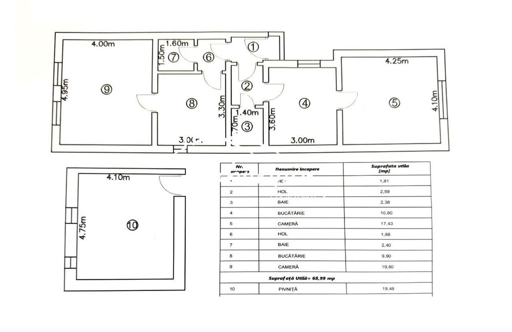 Casa compusa din 2 garsoniere, 69mp utili -Piata Cluj