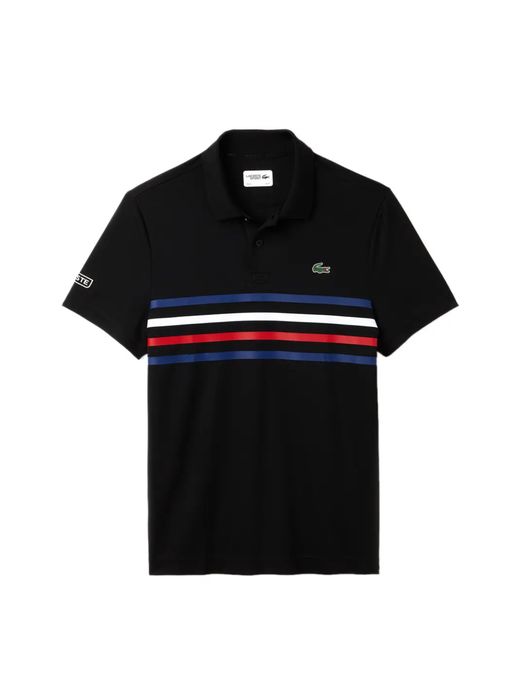 Lacoste DH3138 Men Black Striped Polo Collar