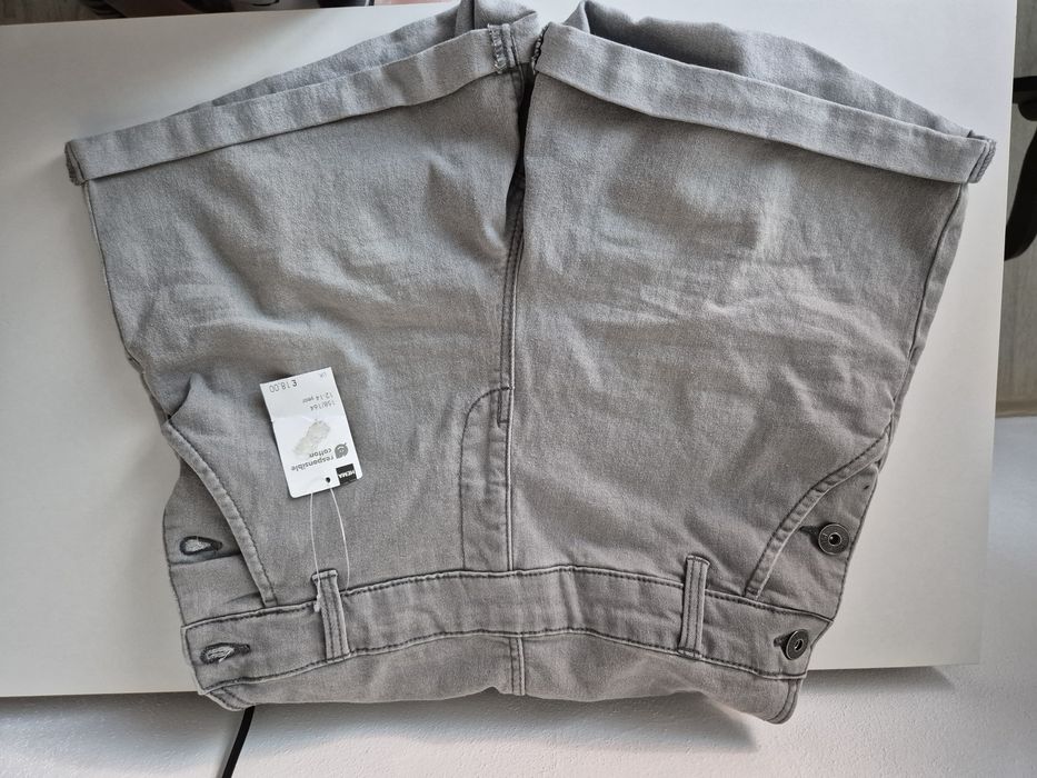 Salopetă scurtă din denim gri HEMA Summer – NOUĂ cu etichetă, mărimea 164 (13–14 ani)
