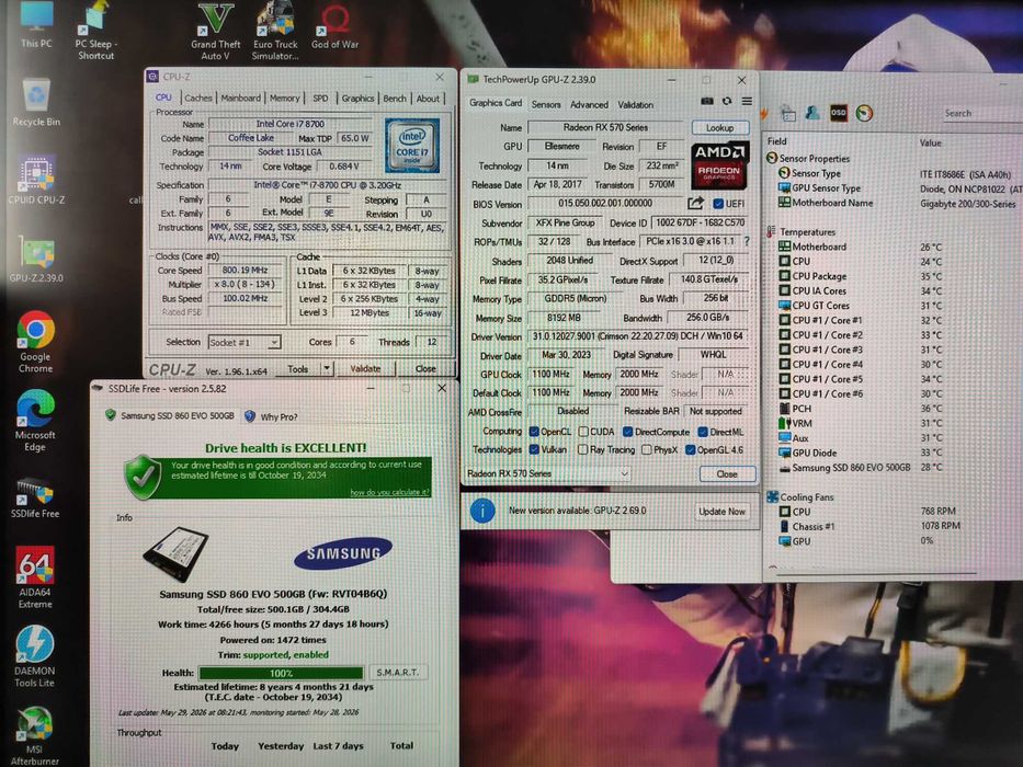 Unitate PC Gaming i7 8700 4.6Ghz/16GB DDR4/RX570 8GB/SSD 500GB GTA V