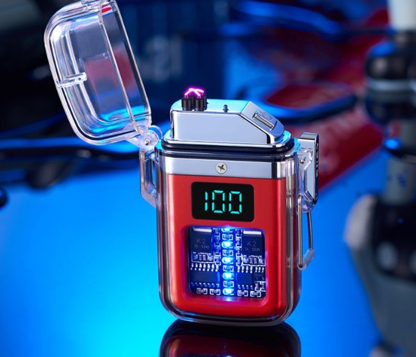 Елегантна прозрачна ветроустойчива запалка с LED светлинки