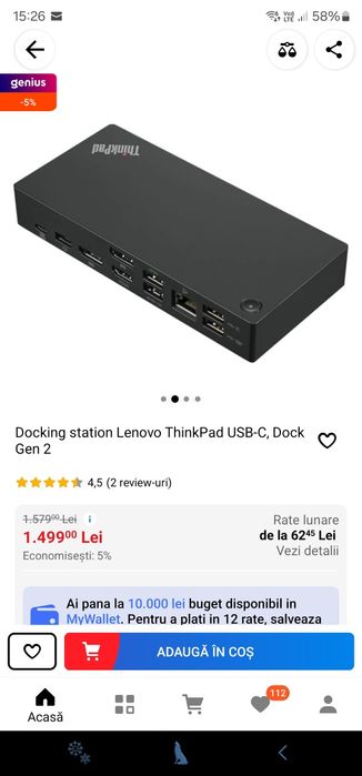 Lenovo ThinkPad Universal USB-C Dock
Cod PC Garage: 2609327