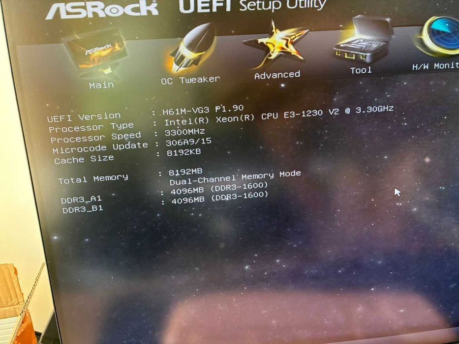 Комплект Asrock H61 + Xeon E3 1230 v2 socket 1155