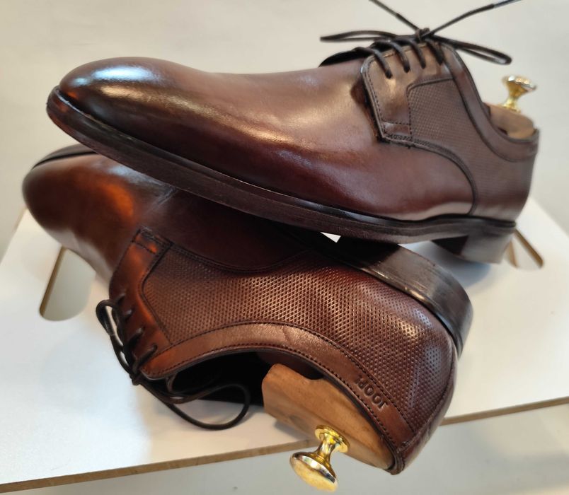 Pantofi derby 42.5 43 plain toe JOOP ! piele naturala moale maro