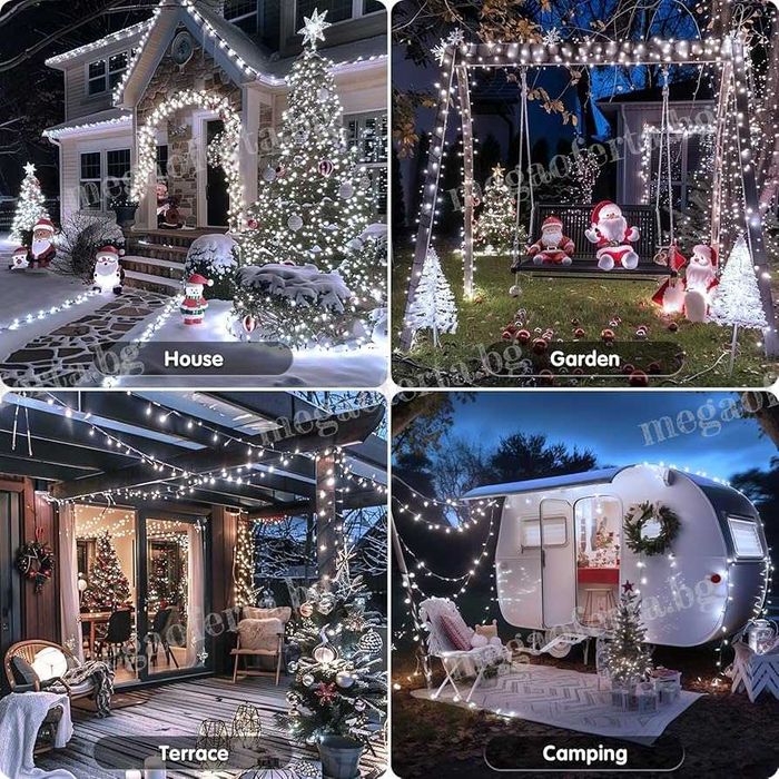 Светещ Коледен Гирлянд 50м. с 250 светодиода и 8 режима на светене