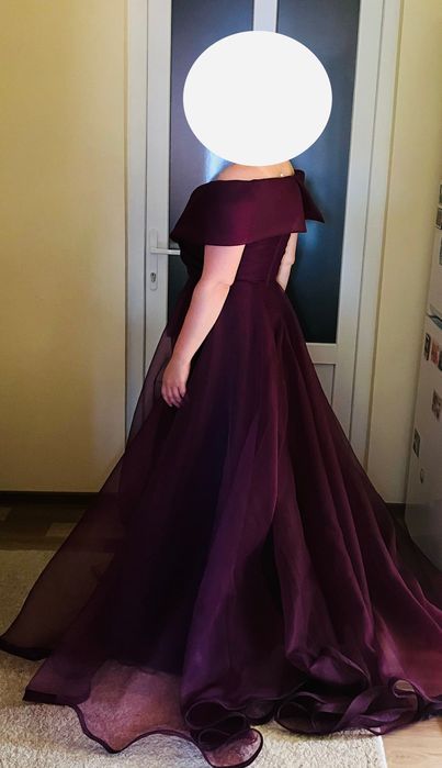 Rochie lunga din organza cu slit lateral Ana Radu