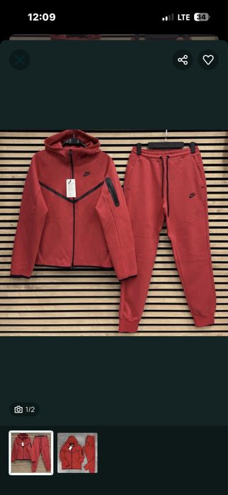 Compleu Nike Tech Fleece Rosu Calitate Premium