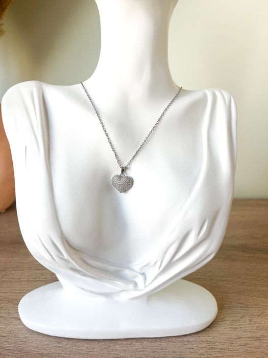 Колие Сърце от неръждаема стомана с цирконий