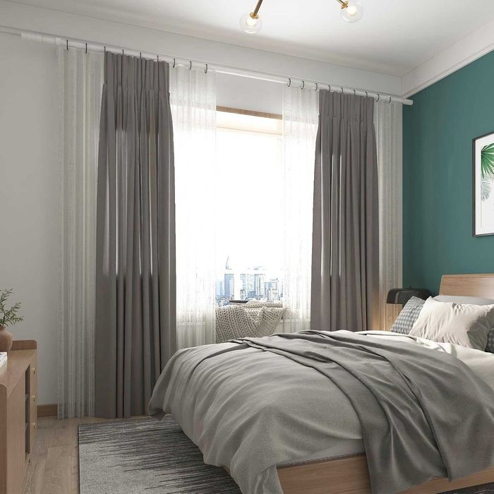 Телескопичен корниз за пердета 84–150 см – Бял, с комплект за монтаж