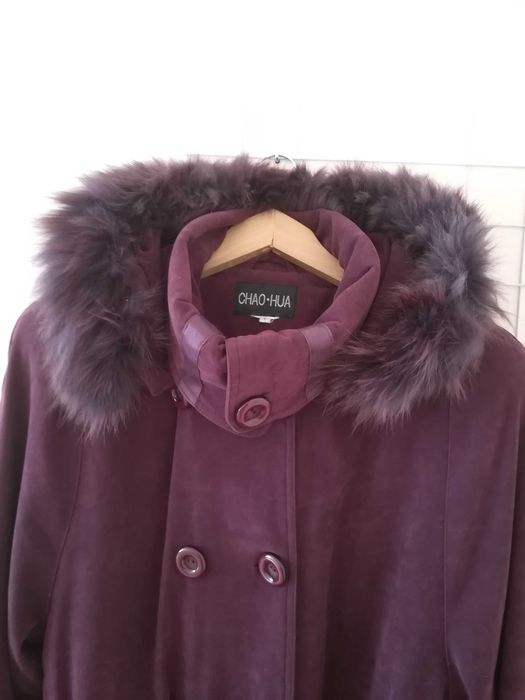 Топъл шлифер, сваляща се подплата, качулка, размер L