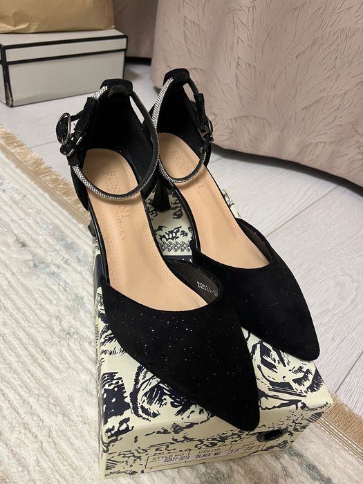 Туфли(черный,с блестками)