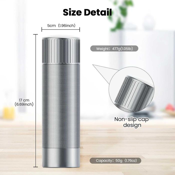 Luvan Salt Grinder - ръчна алуминиева мелничка за сол, нова, регулируема