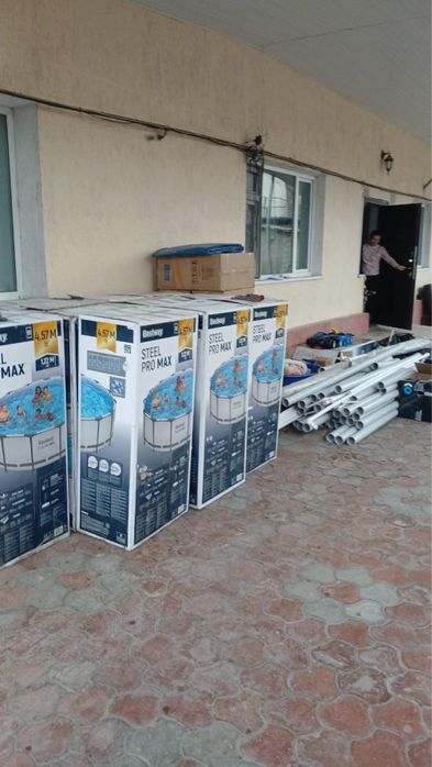 Бассейн каркасный и аэратор для рыбоводства