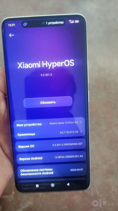 Redmi not 13 pro plus 5G sotiladi 12+12  512gb
