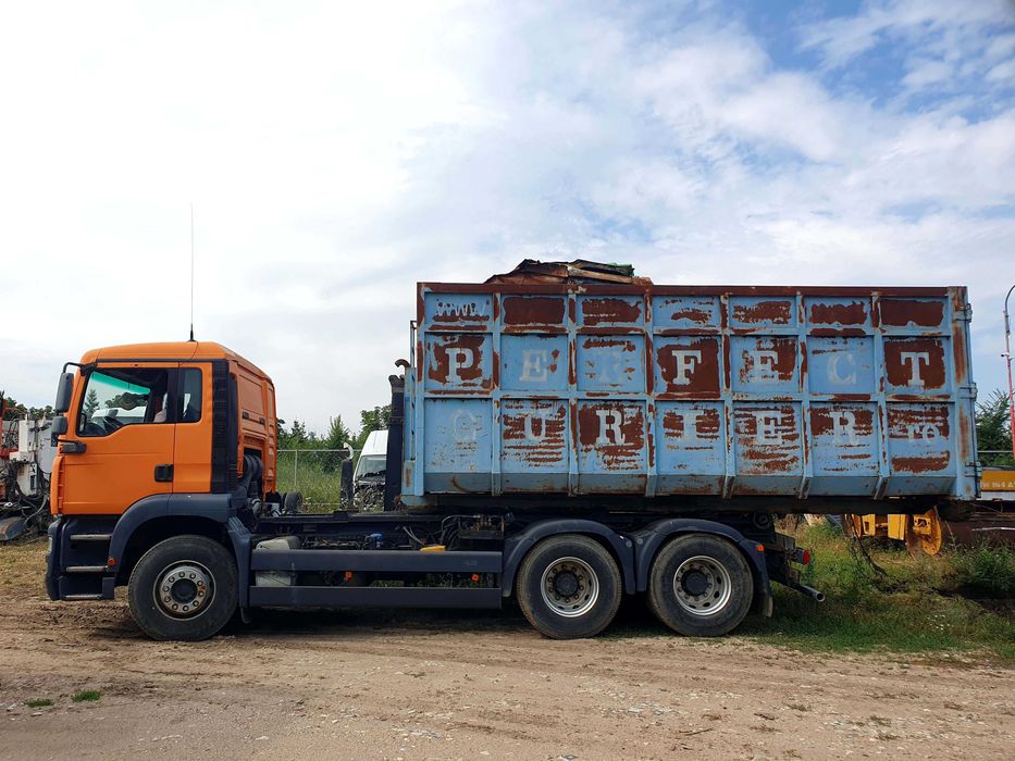 Abrollkipper MAN TGA 430, camion transport container, 2007, Pallift