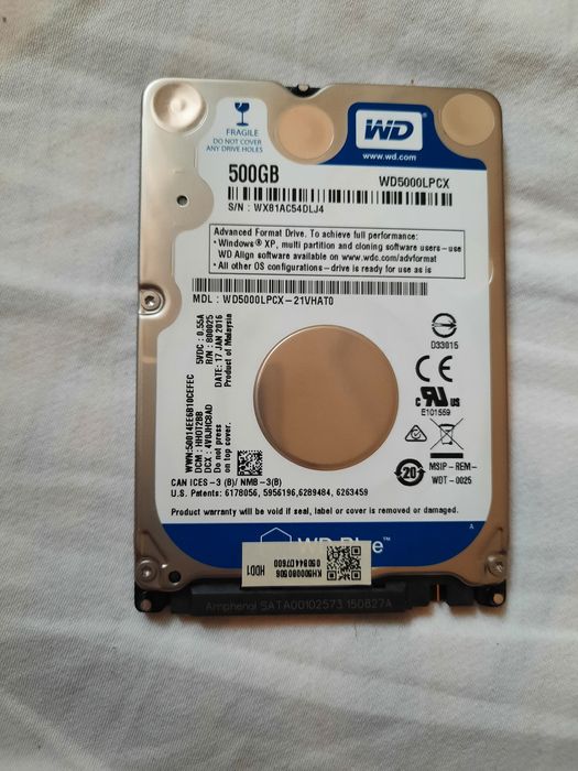 HDD хард диск 500GB  для Ноутбука WD5000LPCX